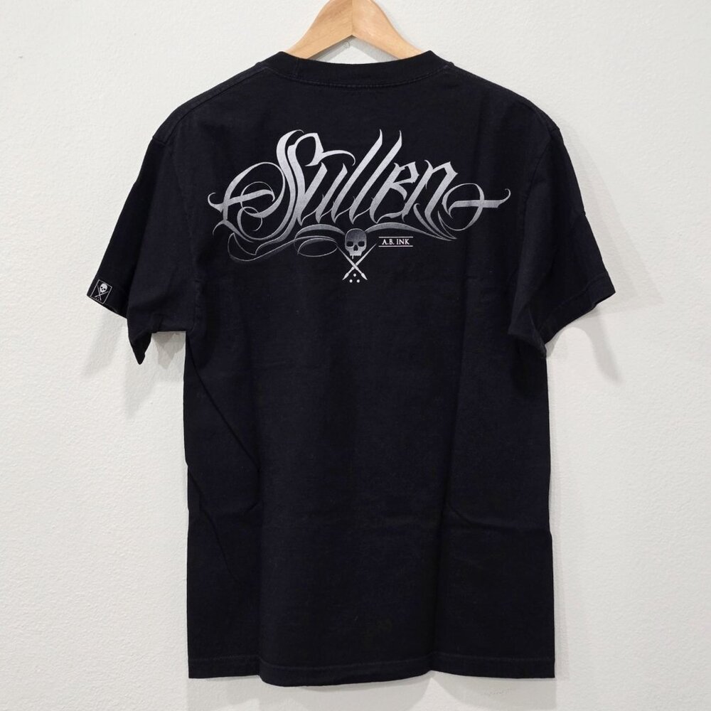 Sullen ✦ Double Sided Tattoo Art Graphic Tee ✦ Black Femme Diamond Roses M - Picture 11 of 12